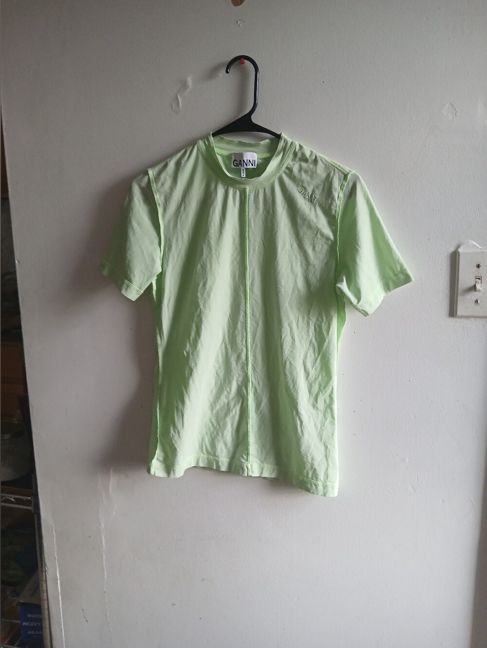 Ganni Pale Lime Short Sleeve Tee